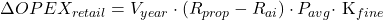\(\Delta OPEX_{retail} = V_{year} \cdot (R_{prop} - R_{ai}) \cdot P_{avg} \cdot\) K_{fine}